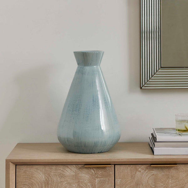 Flare Spire - Indoor-Outdoor Ceramic Vase - Blue