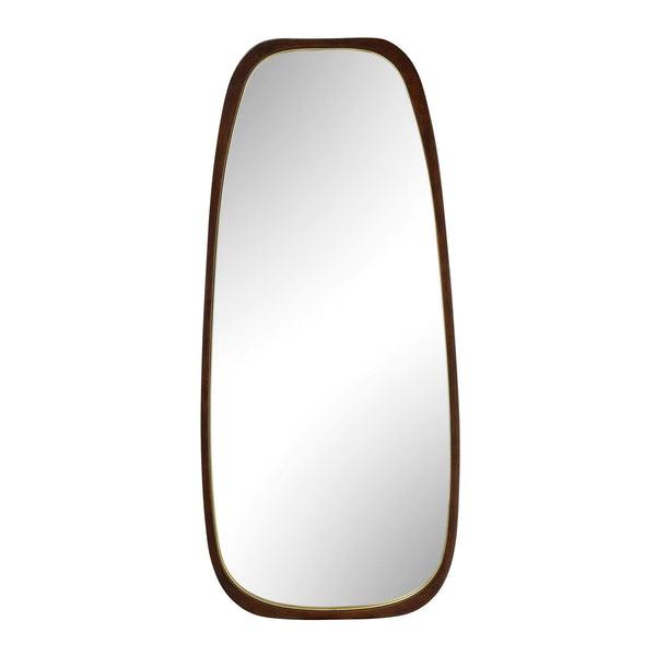 Zachari - Asymmetrical Tall Mirror - Gold / Woodtone