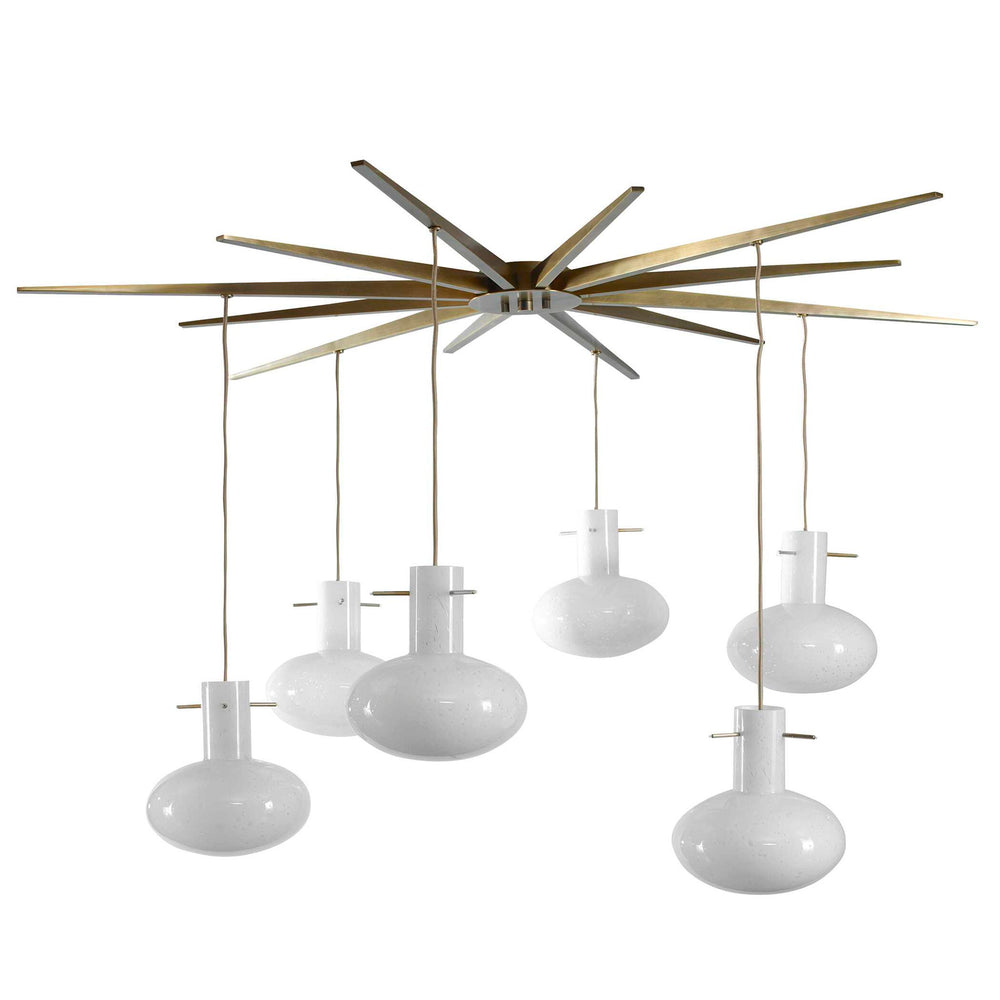 Superstar - 6 Light Pendant - Brass / White