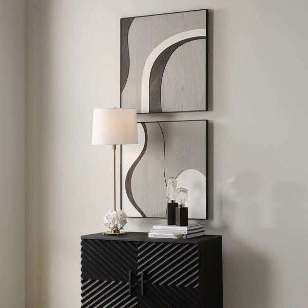 Joel - Modern Wood Wall Art (Set of 2) - Brown / Gray