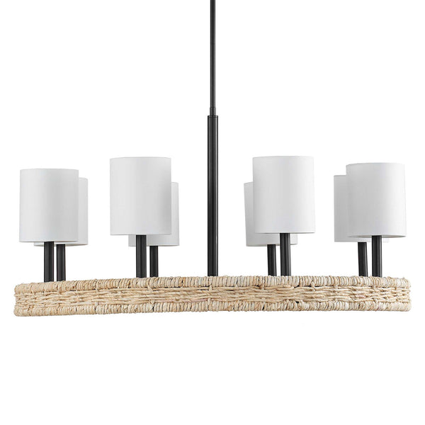 Faiyam - 8 Light Rattan Chandelier - Black