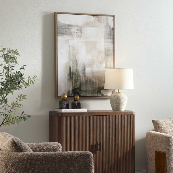 Subliminal Drift - Framed Modern Art - Black / Brown / Gray / Green / White