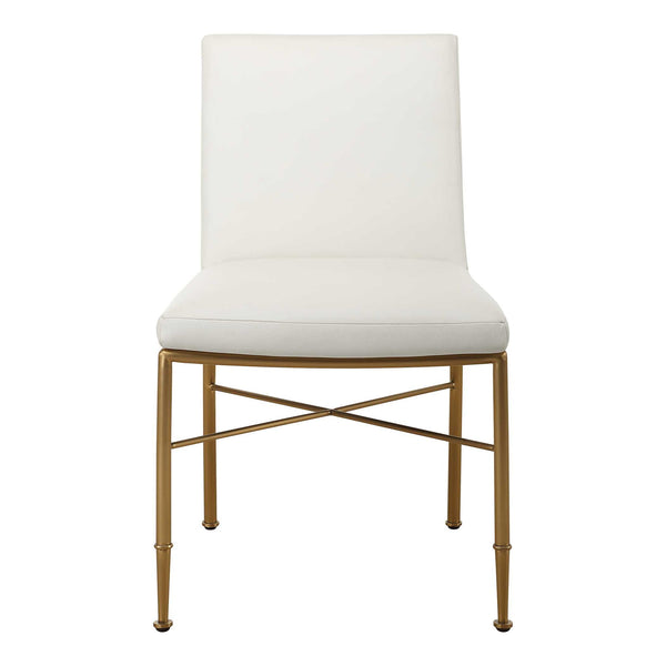 Fretwork - Dining Chair - White / Gold