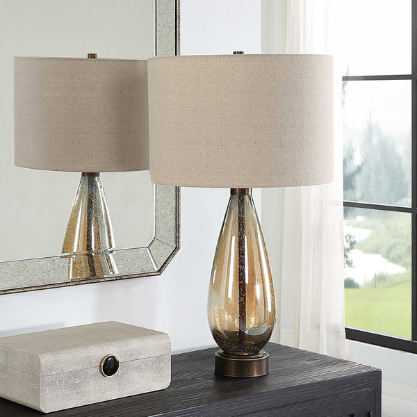 Baltic - Teardrop Glass Table Lamp - Dark Brown