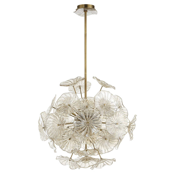 Champagne Lily Pads - Pendant - Light Antique Brass