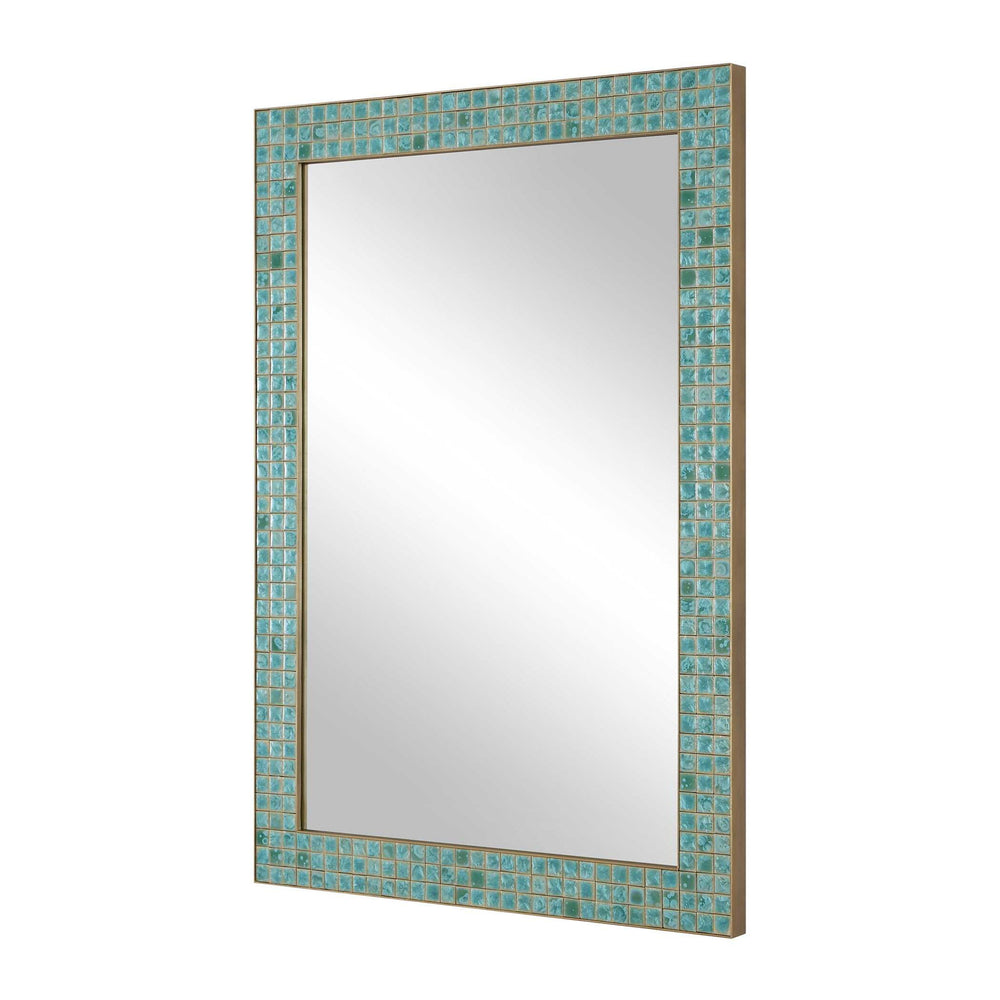 Coralie - Tile Mirror - Blue / Gold / Green