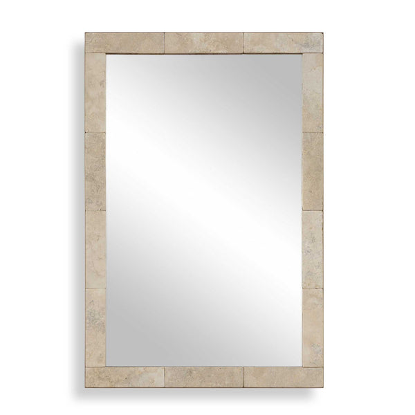 Pave - Rectangular Travertine Mirror - White