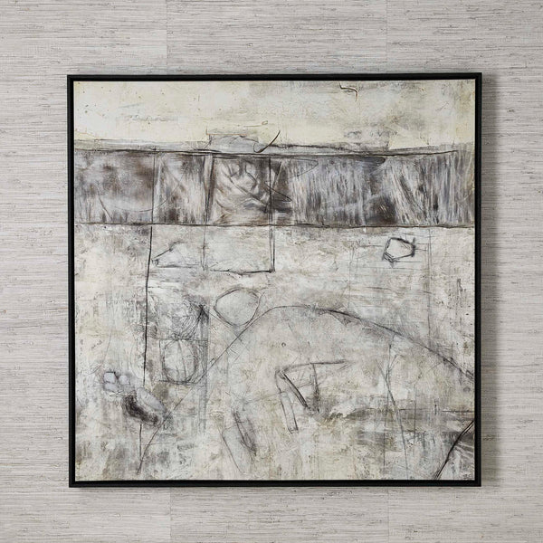 Edge Of Day - Framed Canvas - Black / Gray / White