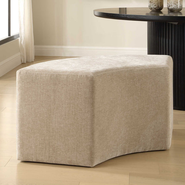 Khai - Rounded Plush Dining Bench - Brown