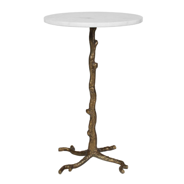 Calais - Marble Accent Table - Brass / White