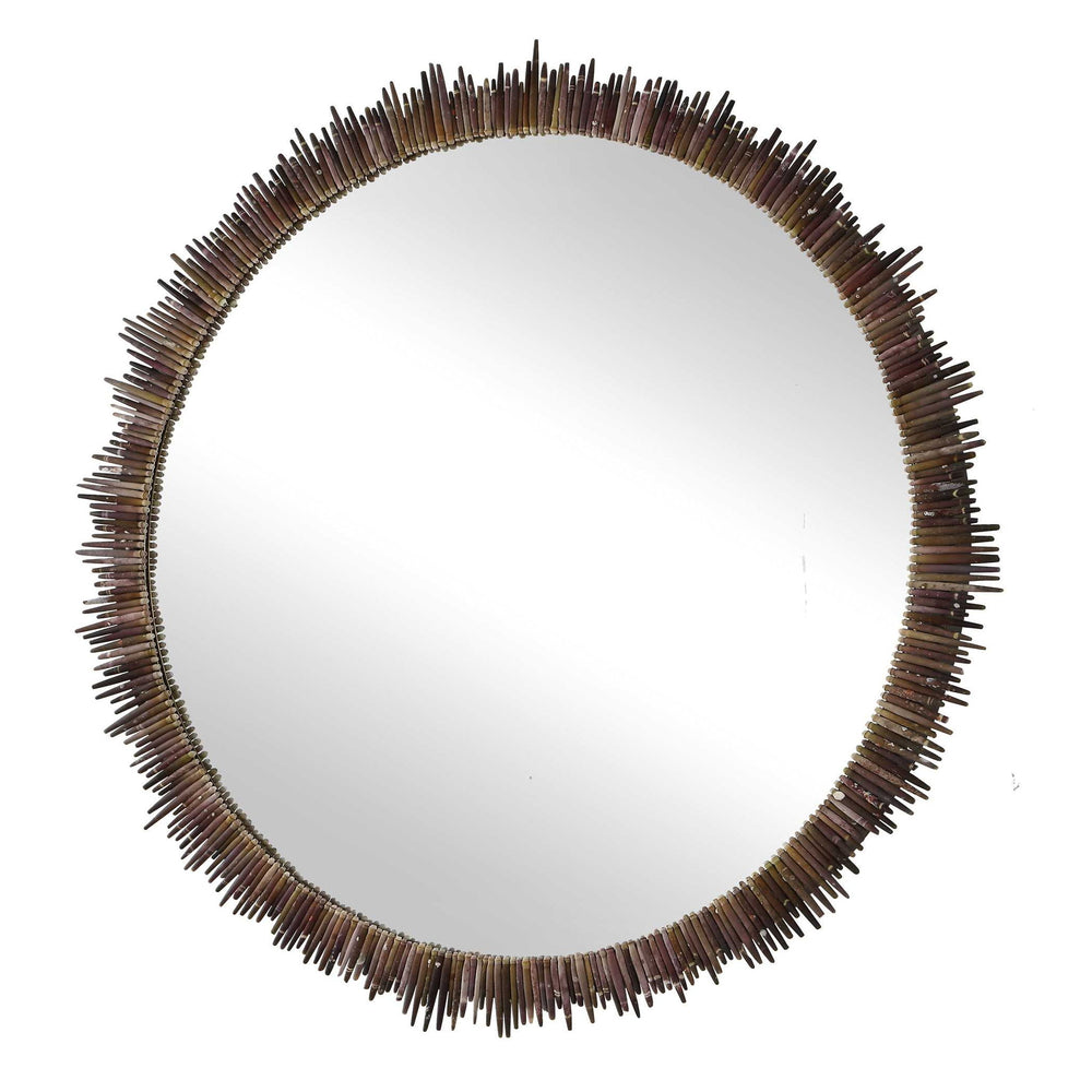 Tiger Sea Urchin - Round Mirror - Brown / Green