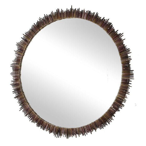 Tiger Sea Urchin - Round Mirror - Brown / Green