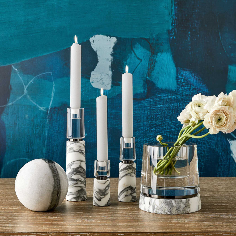 Optic - Marble Candleholder / Vase - Gray / White