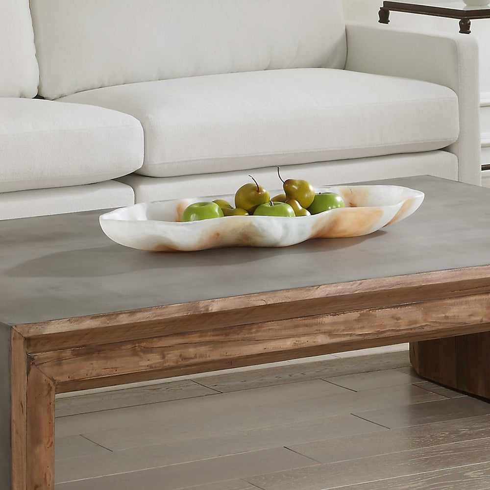 Organic Elegance - Wavy Oval Bowl - Brown / White