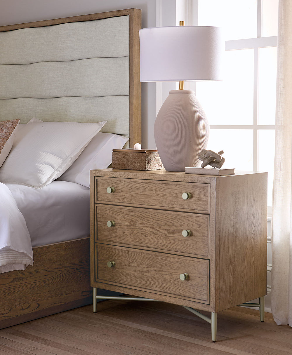Sonnet - Three-Drawer Nightstand - Dark Gray / Light Brown