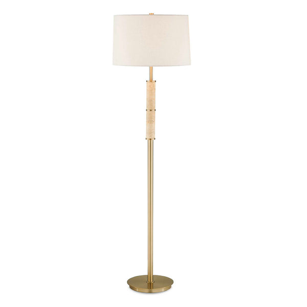 Verlaine - Travertine Floor Lamp - Brass,Gold