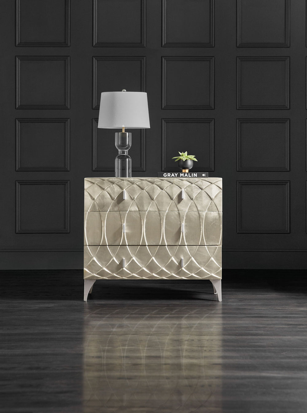 Melange - Mathilda 3-Drawer Chest - Pearl Silver
