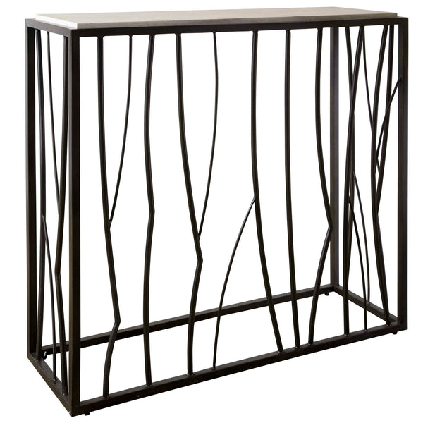 Reed - Travertine Console Table - Black & Light Brown