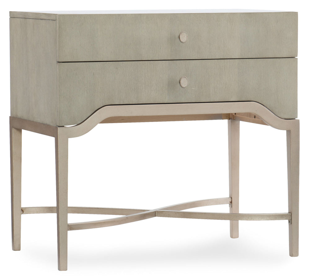 Elixir - 2-Drawer Nightstand - Pearl Silver