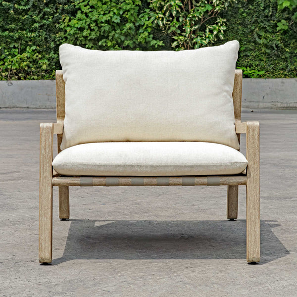 Strapped - Outdoor Lounge Chair - Light Brown / Pearl Silver