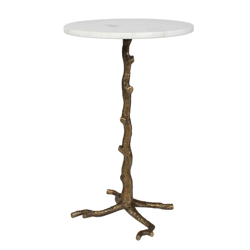 Calais - Marble Accent Table - Brass / White