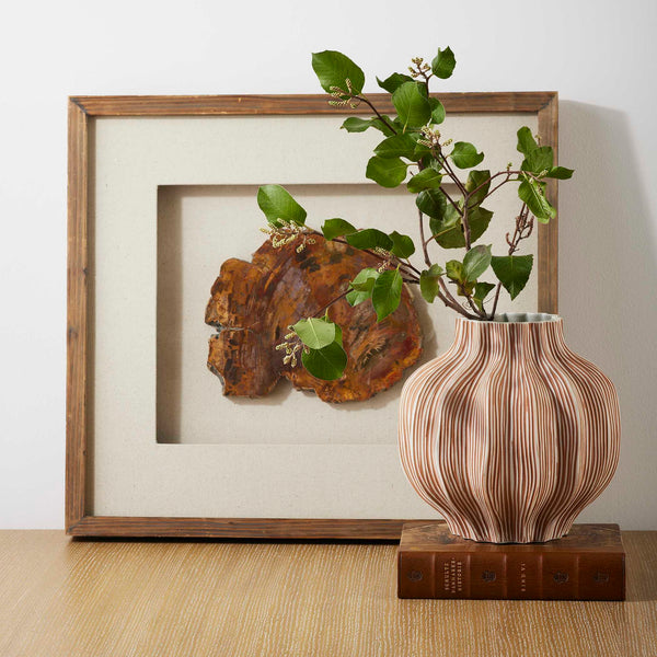 Pleated - Vase - Terracotta / White