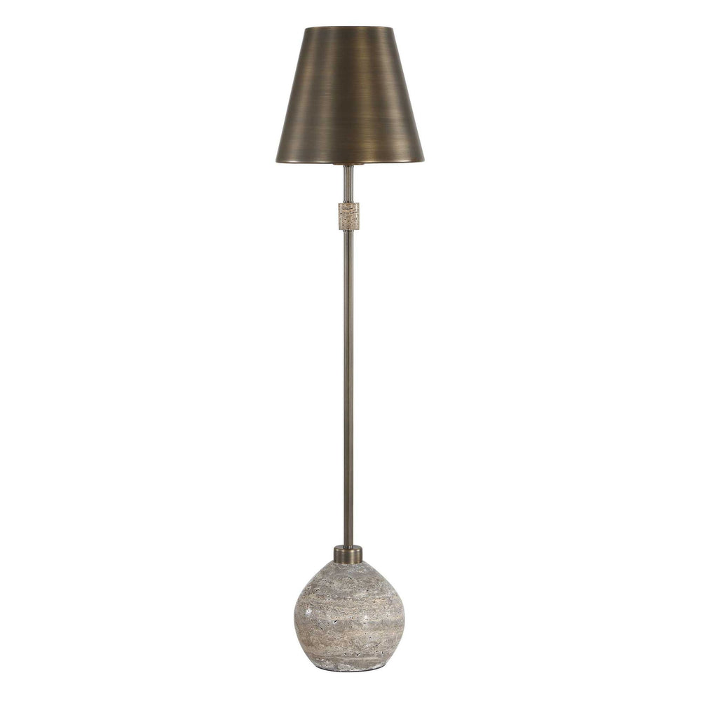 Jaycee - Dark Travertine Buffet Lamp - Brass / Gold / Gray