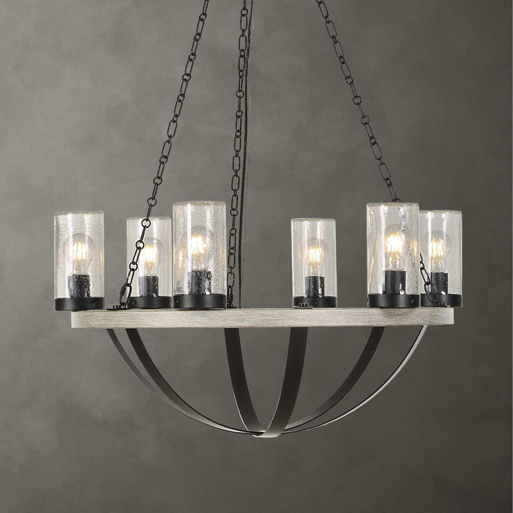 Edgecomb - 6 Light Indoor-Outdoor Chandelier - Black / Gray