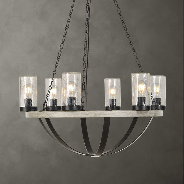 Edgecomb - 6 Light Indoor-Outdoor Chandelier - Black / Gray