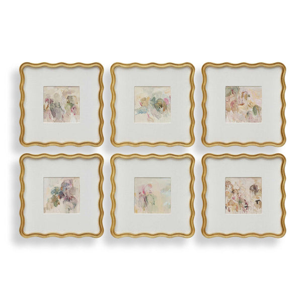 Garden Mist - Framed Canvases (Set of 6) - Gold / Pink