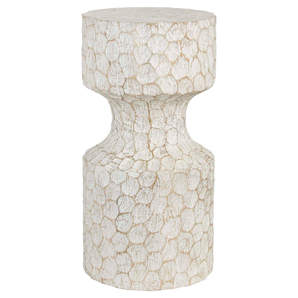 Whittled - Accent Table - White / Woodtone