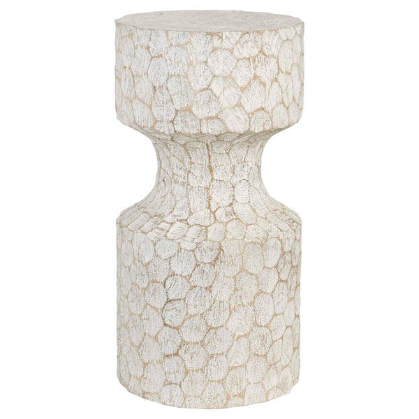 Whittled - Accent Table - White / Woodtone