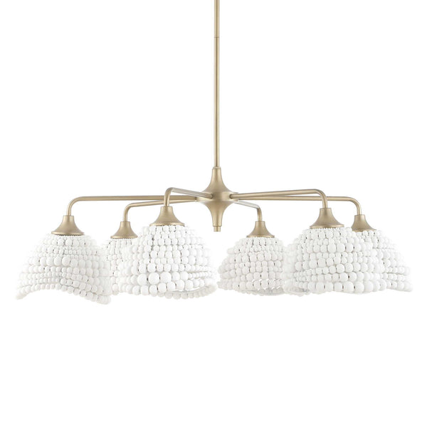 Biddeford - 6 Light Beaded Pendant - White