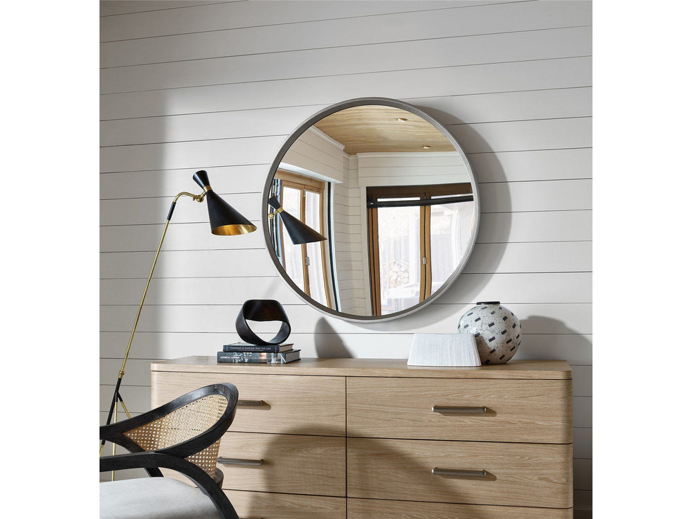 Avaline, Modern - Round Mirror - Pearl Silver