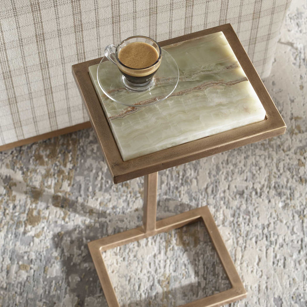 Gamora - Marble Drink Table - Gold / Green