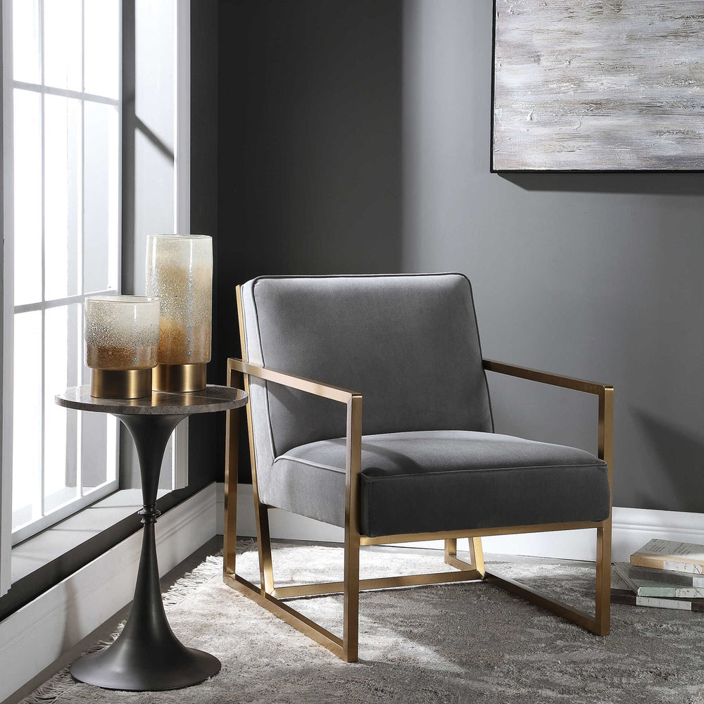 Hartigan - Accent Chair - Brass / Gray
