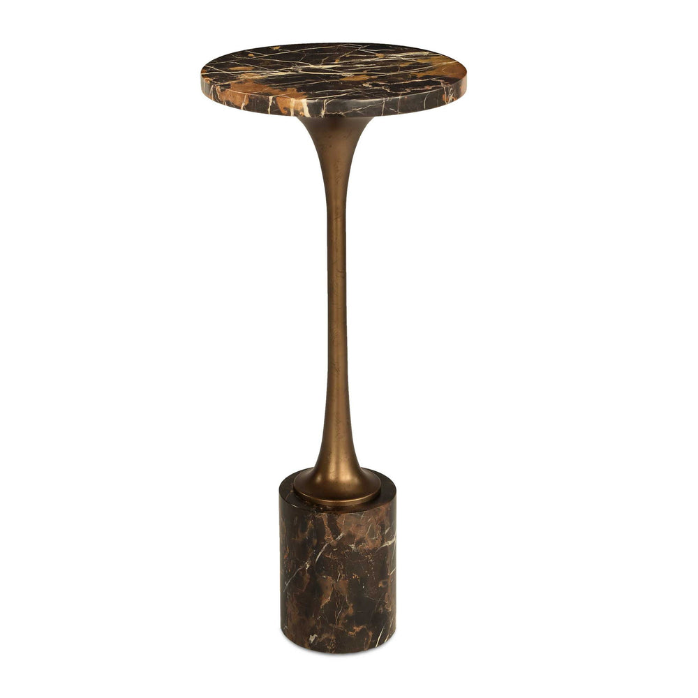 Karnes - Dark Marble Drink Table - Black / Bronze / Brown