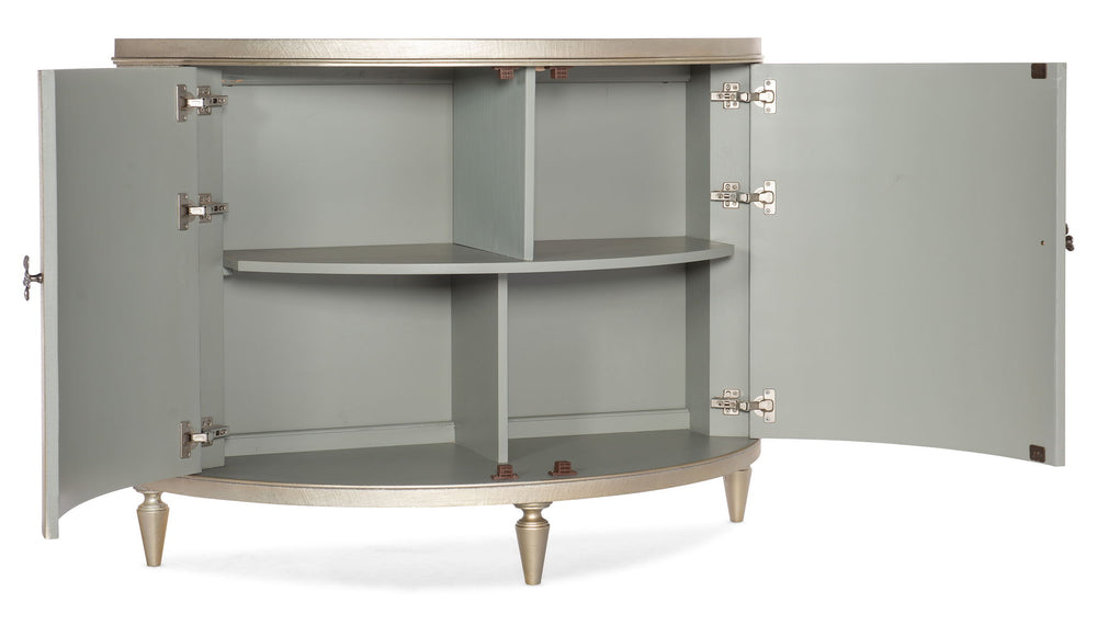 Melange - Marguerite 2-Door Demilune Chest - Pearl Silver