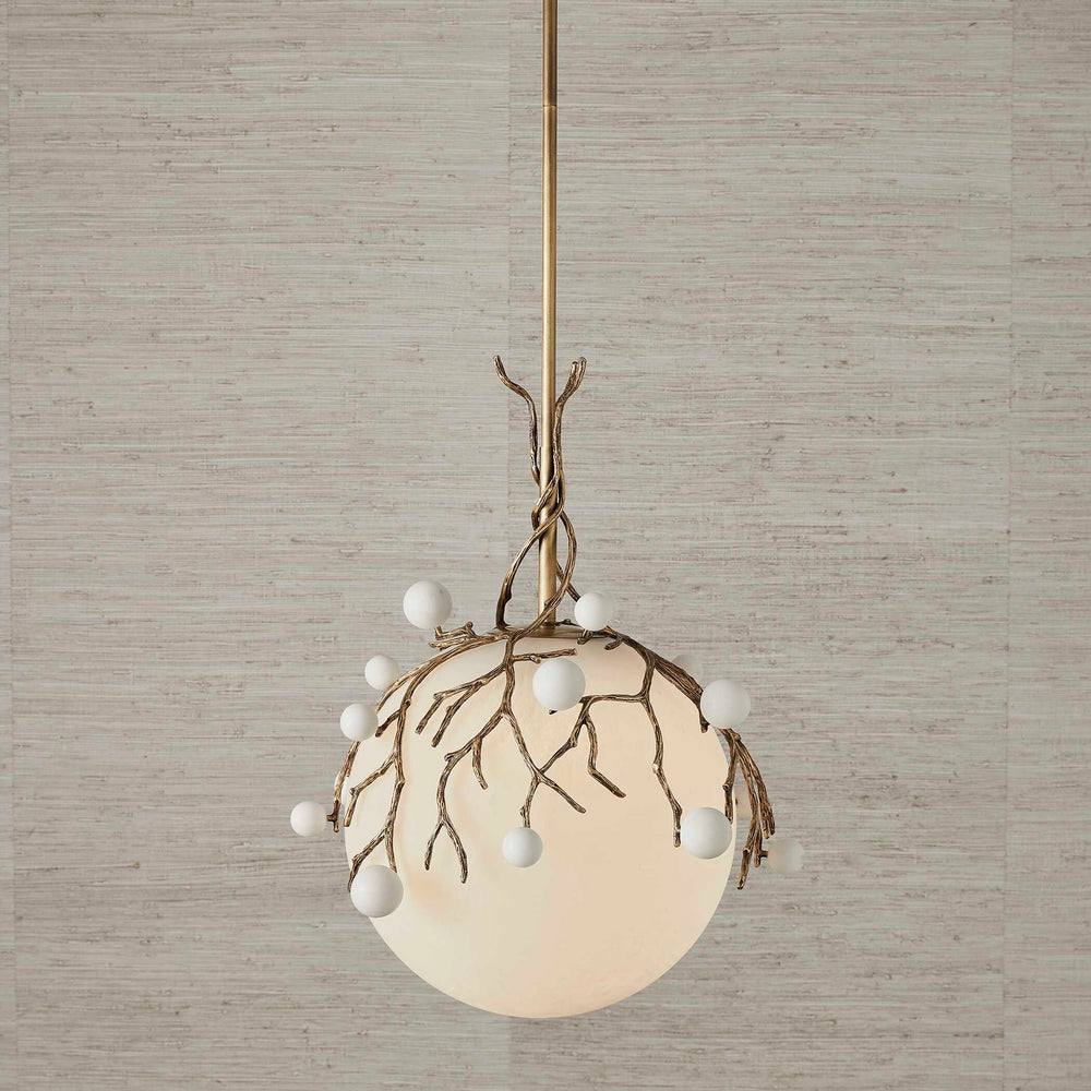 Budding Branches - Pendant - Light Antique Brass / White