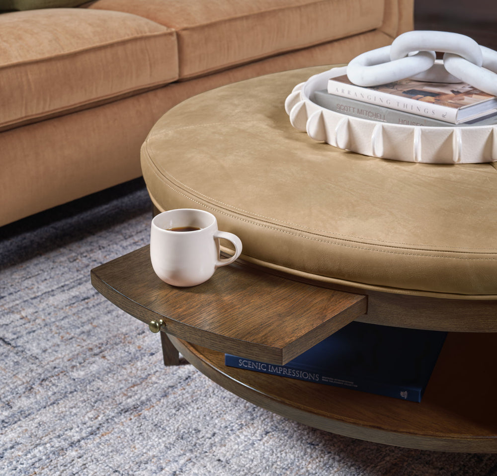 Cashiers - Cocktail Ottoman - Chestnut / Vintage Ecru