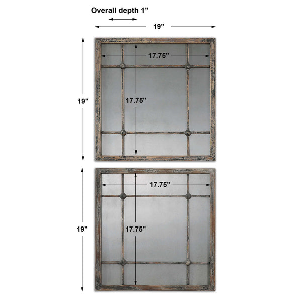 Saragano - Square Mirrors (Set of 2) - Light Brown