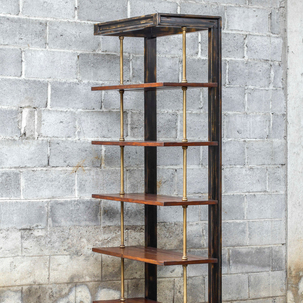 Hatcher - Etagere - Black / Brass / Woodtone
