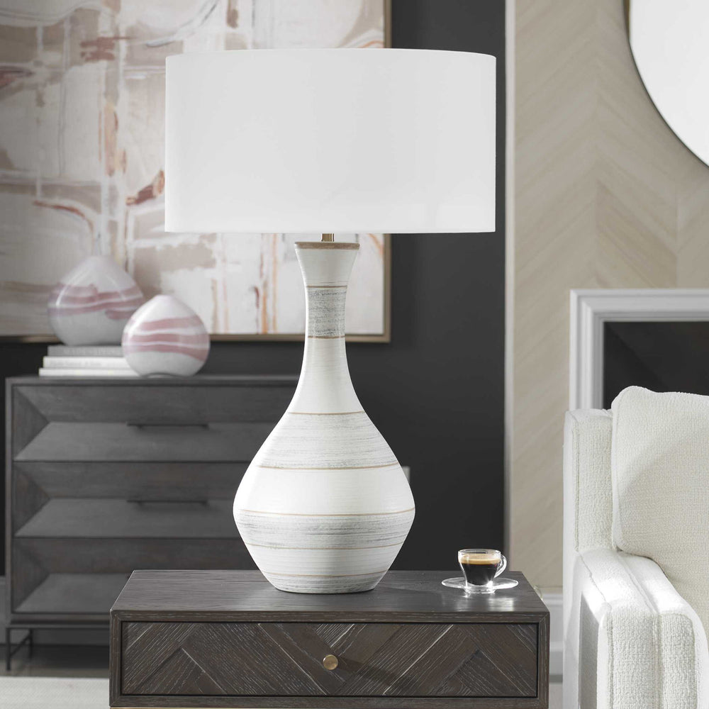 Potter - Table Lamp - Striped Ivory Blue