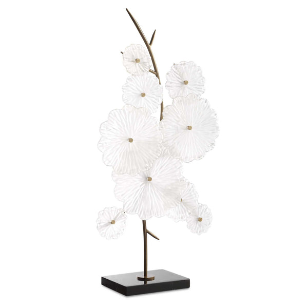 Glass - Garden Table Sculpture - Gold / White