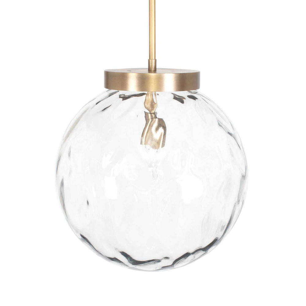 Gaia - 1 Light Watered Glass Pendant - Brass