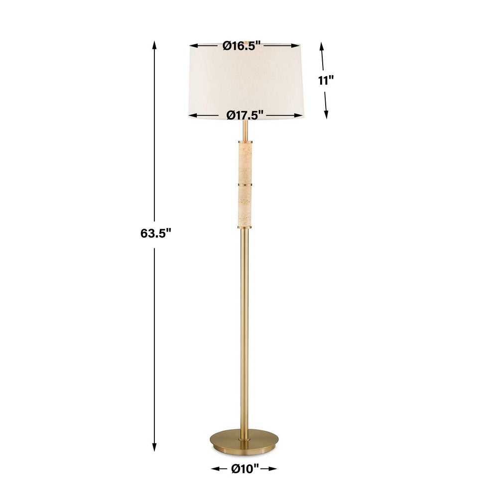 Verlaine - Travertine Floor Lamp - Brass,Gold