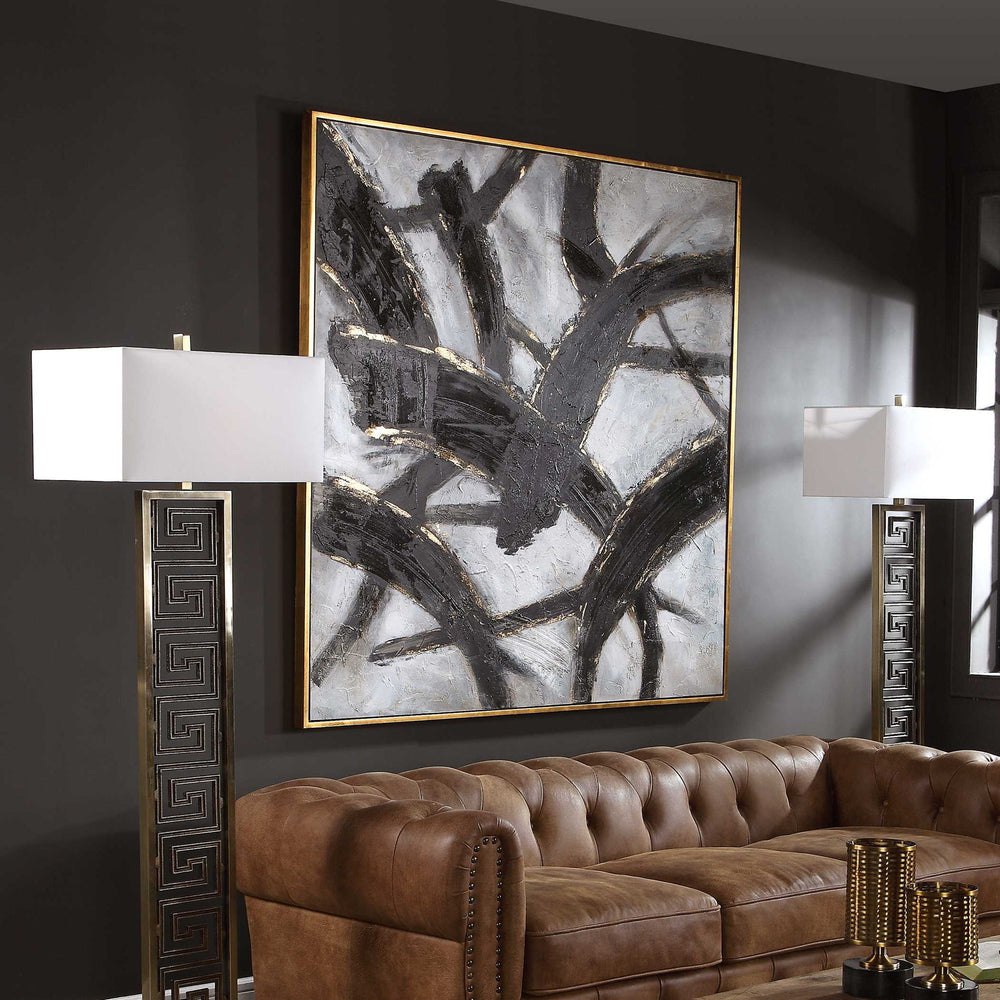 Slash - Hand Painted Canvas - Black / Gold / White