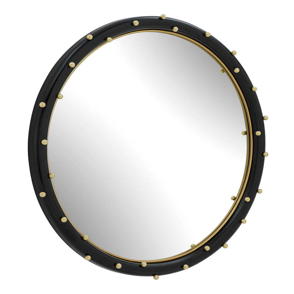 Helia - Round Mirror - Black / Brass