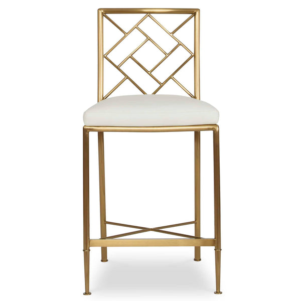 Fretwork - Counter Stool - Brass / White