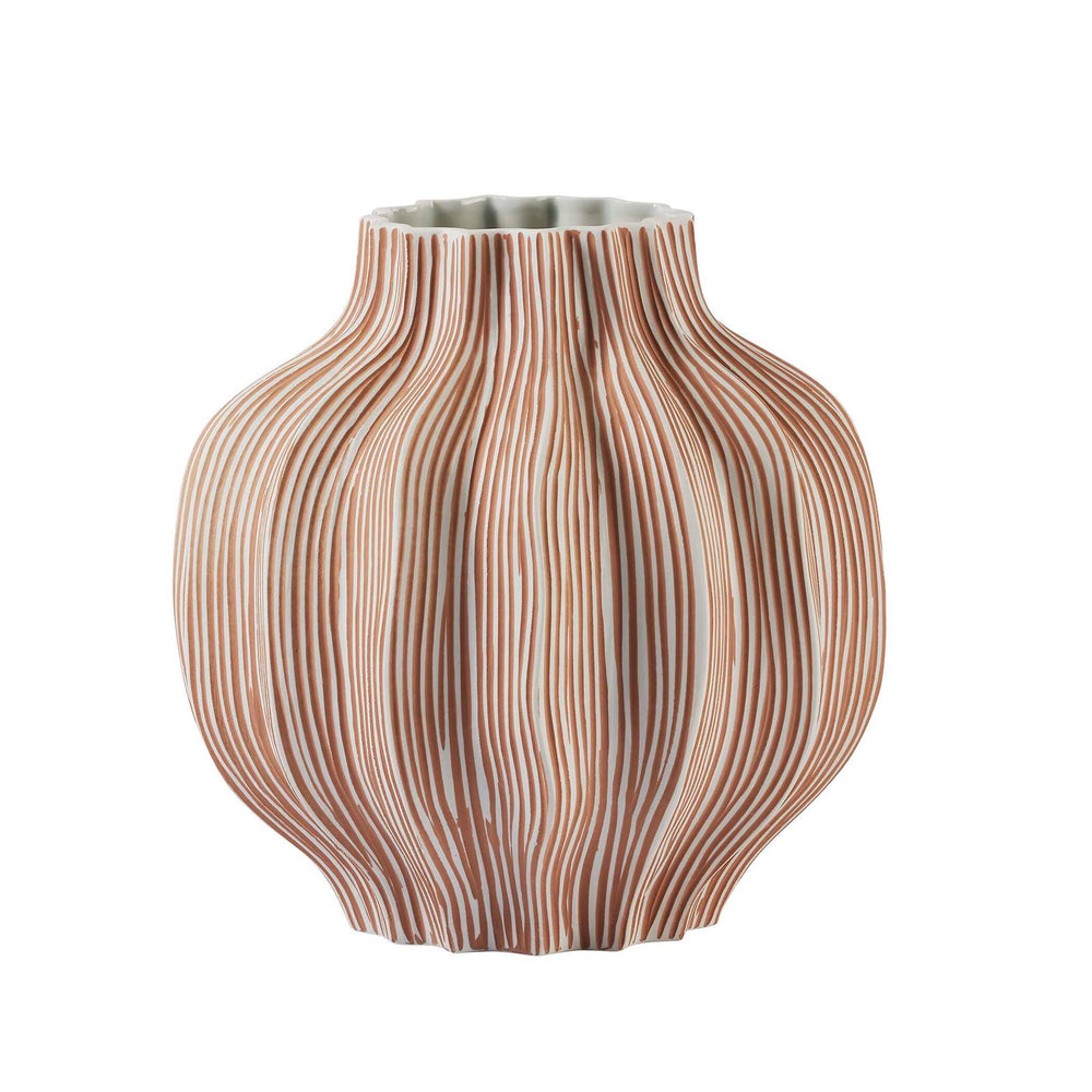 Pleated - Vase - Terracotta / White